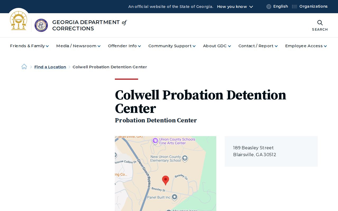 Colwell Probation Detention Center GDC release information